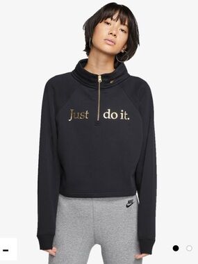 Nike Women’s Black Pullover Sweatshirt with Gold 'Just do it.'